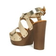 thumbnail image 3 of Women Peep Toe Crisscross Wooden Chunky Platform Heel Sandal 18912, 3 of 6