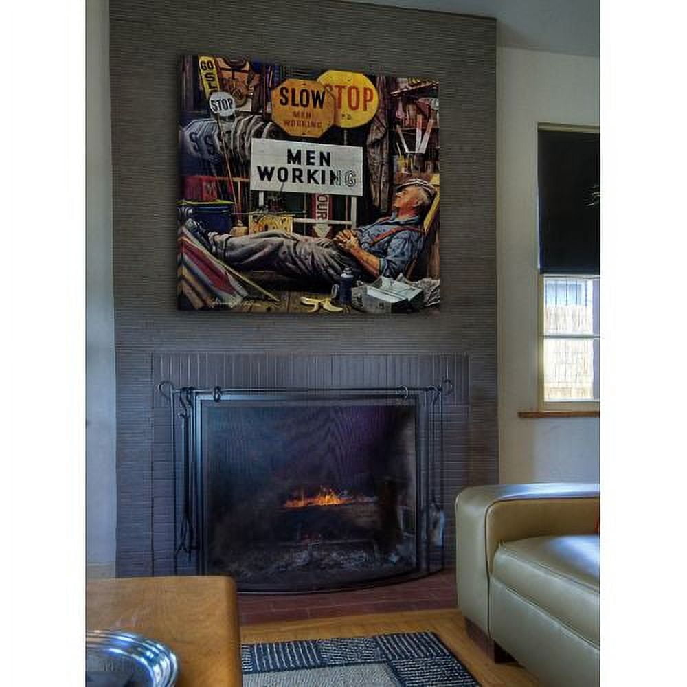 "Men Working" Painting Print on Canvas