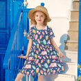 thumbnail image 6 of FORMRS Girls Short Sleeve Dress Summer Casual Round Neck A-line Beach Sundress, Sizes 2T-8T, Pink Cartoon Truck Pattern, 6 of 8