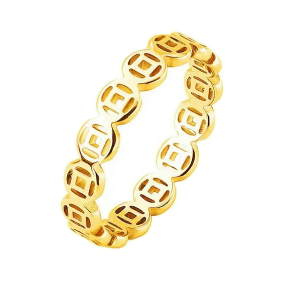 YIEMEEN Five Emperors Money Hollow Copper Coin Ethnic Style Finger Ring for Women Men