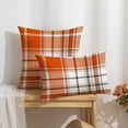 thumbnail image 4 of Set of 2 Fall Pillow Covers Autumn Decorative Throw Pillow Cases 18x18 Inch Orange Plaids Cushion Covers Faux Linen,Farmhouse,Thanksgiving,Home Décor, 4 of 6