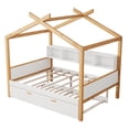 thumbnail image 6 of Harper & Bright Designs Full Size Wooden House Bed with 2 Drawers, Full Size Platform Bed Frame with Roof and Storage Shelf for Bedroom, White, 6 of 8