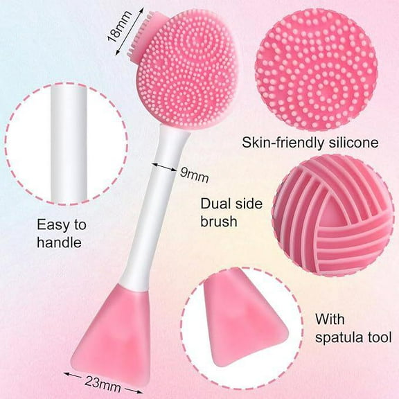 5 in 1 Pink Silicone Facial Cleansing Kit for Scrub Exfoliation Blackhead Removal and Mask Application Skincare Tools Esthetician Supplies Christmas Gift