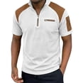 thumbnail image 5 of MYAOYI Mens Tops Casual Stand Collar Short Sleeve Polo Shirt Quarter Zip Waffle Knit Workwear Daily Wear Top, 5 of 9