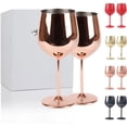 thumbnail image 1 of Juego de Copas de Vino de Acero Inoxidable con Tallo de Cobre Y Oro, 2 Piezas, Copa de Vino Tinto Inastillable, Fiesta, Boda (Oro rosa), 1 of 4