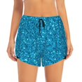 thumbnail image 2 of Balery Blue Glitter Pantalones cortos deportivos para mujer con forro y dos bolsillos, elásticos, para entrenamiento, gimnasio, yoga-X-Large, 2 of 7