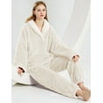 thumbnail image 2 of Women's Fuzzy Pajamas Set Fleece Pjs Pullover Pants Plush Sleepwear Fluffy Loungewear, 2 of 7