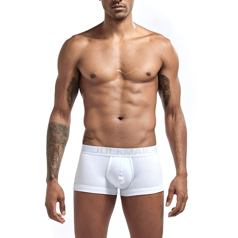 Knosfe Sexy Mens Pouch Underwear Pouch Men's Boxer Briefs White XL 