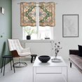 thumbnail image 4 of Boho Kitchen Curtains Small Short 39 Inch Length, Green Brown Ethnic Tribe Abstract Vintage Western Grommet Bedroom Living Room Curtains, Light Filtering Cafe Curtain Drapes 2 Panels Set 55''x39'', 4 of 9