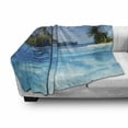 thumbnail image 3 of Landscape Soft Flannel Fleece Blanket, Landscape with Swimming Pool and Distant Island Tropic Exotic Hawaiian Theme, Cozy Plush for Indoor and Outdoor Use, 50" x 70", Turquoise Green, by Ambesonne, 3 of 6