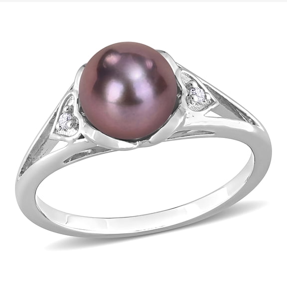 Everly Women's Cultured Pearl and Diamond Sterling Silver Ring