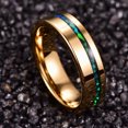 thumbnail image 4 of Men's 6mm Gold Tungsten Wedding Bands with Crushed Green Created-Opal Inlaid Size 6-12, 4 of 5