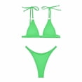 thumbnail image 2 of WREESH Womens String Bikini Sets Solid Color Swimwear Two-Piece Slim Swimsuit Bikini Straped Swimsuits Beach Bathing Suit Green, 2 of 6