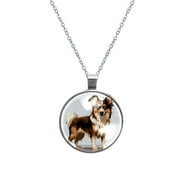 Pixel Dog Glass Design Circular Pendant Necklace - Stylish Women's Fashion Jewelry by XYZ Brand