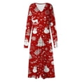 thumbnail image 5 of Npasoilc Christmas Dresses for Women Long Sleeve Round Neck High Waist Draped Flowy Ruffle Hem Fall Dresses Christmas Printed Casual Loose A-Line Midi Dresses, 5 of 5