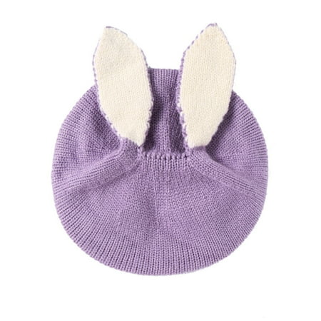 

Girls Boys Hats Caps Baby Soft Warm Knit Hat Winter Patchwork Rabbit Ear Cap Hat