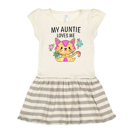 

Inktastic My Auntie Loves Me with Cute Kitten and Flowers Gift Toddler Girl Dress