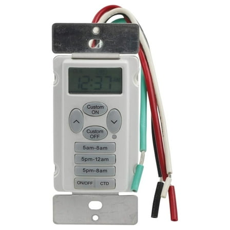 Prime EZ-Set Indoor Digital In-Wall Timer White - Programmable 15 Amp Timer Switch - Easy to Use Digital Timer for Home Automation and Lighting Control