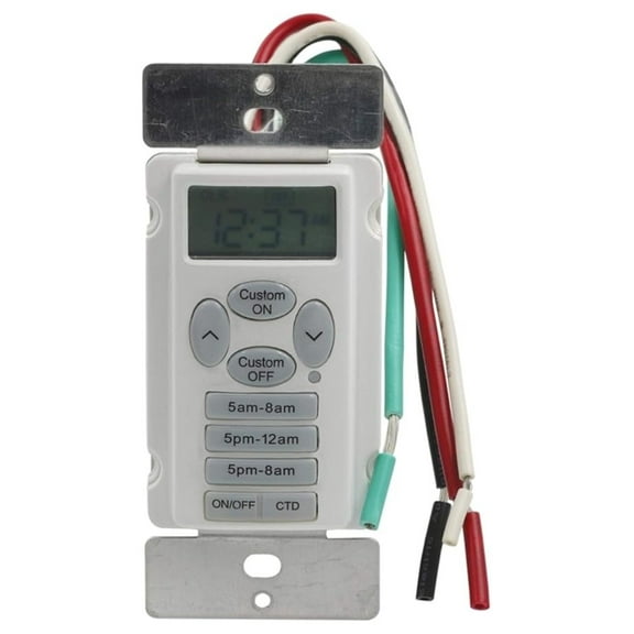 Prime EZ-Set Indoor Digital In-Wall Timer White - Programmable 15 Amp Timer Switch - Easy to Use Digital Timer for Home Automation and Lighting Control