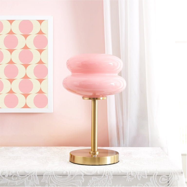 Mainstays Pink Double Bubble Glass Table Lamp, 12.4
