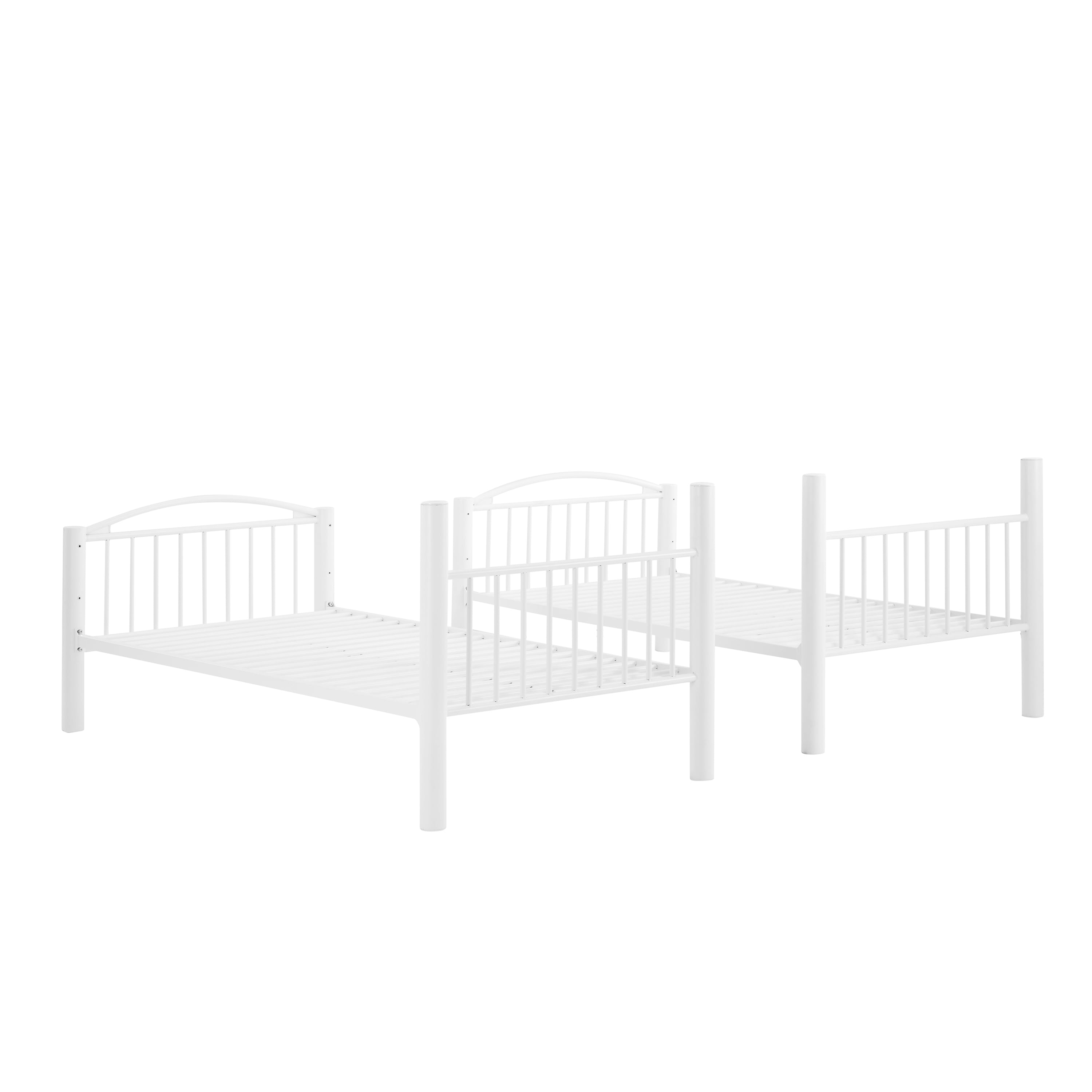 Powell Kalmia Twin Over Twin Heavy Metal Convertible Bunk Bed with Ladder, White Finish