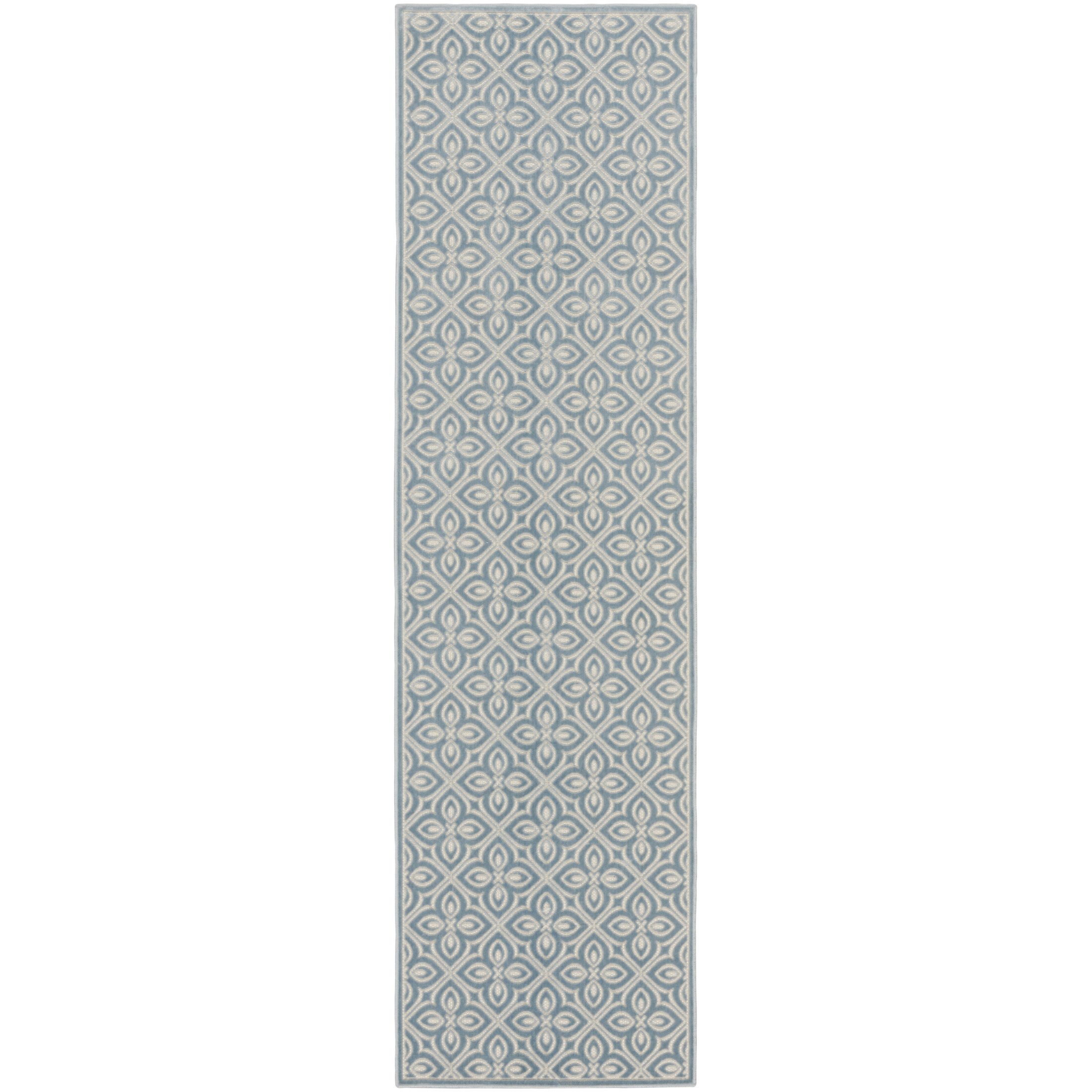 Nourison Washable Charm 2'2" x 8' Blue Ivory Contemporary Indoor Rug
