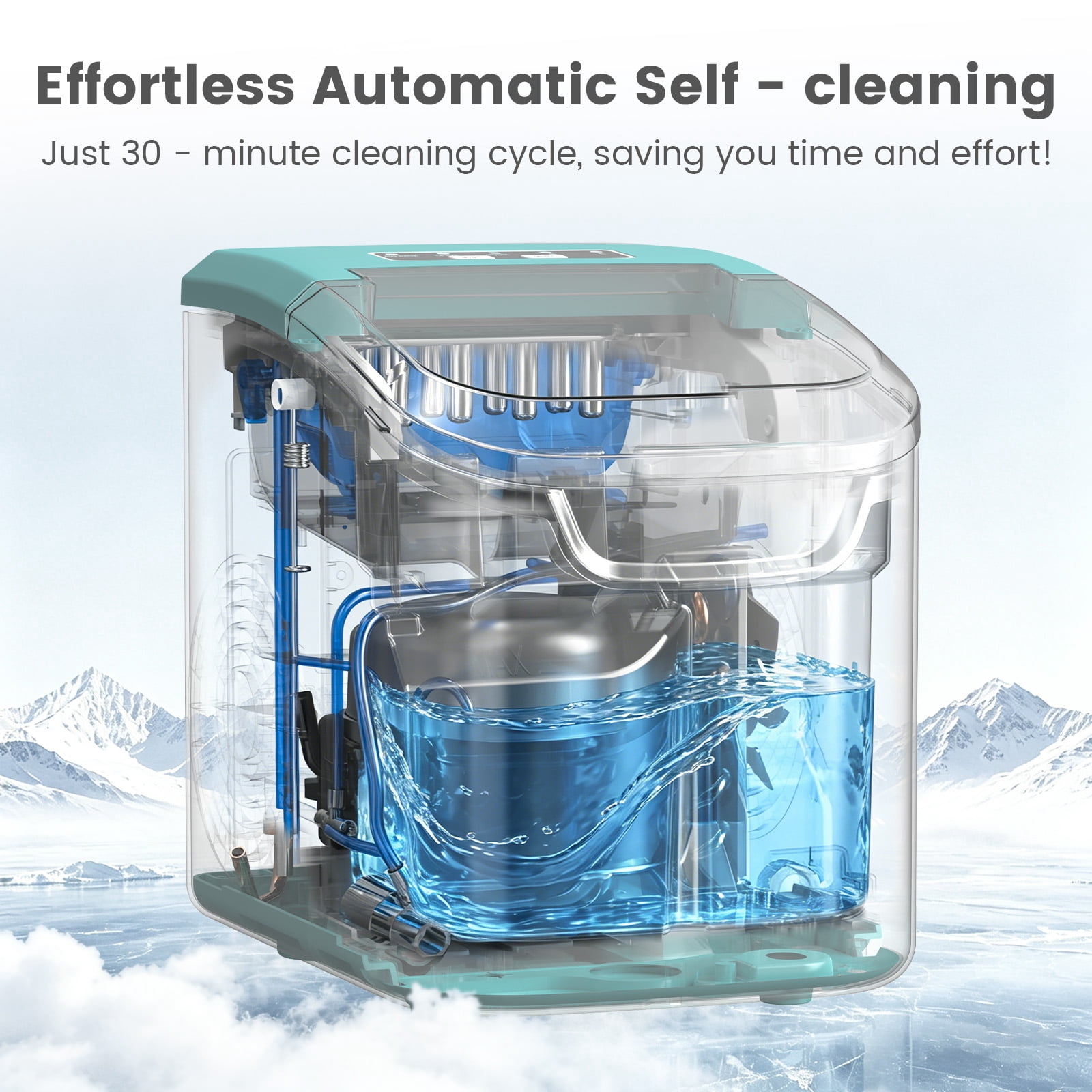 KNDKO Countertop Ice Maker Ice Machine With Handle,Self-Cleaning Ice Makers, 26Lbs/24H, 8 Ice Cubes Ready In 6 Mins For Home/Kitchen/Bar/Party/Camping