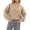 Khaki, variant on Women's Loose Solid Color Short Round Neck Pullover Long Sleeve Knit, Comfortable and Casual Sweater, Short Length Design, Perfect for High-Waisted Bottoms, Soft Knit for Women,Black,L