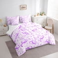 thumbnail image 3 of jejeloiu Ribbon Bow Print 7pcs Bedding Comforter Set,Purple Bowknot Loves Queen Bedding Sets For Kids Reversible, 3 of 8