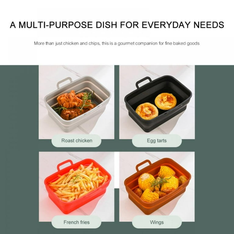 Silicone Air Fryer Liners, Upgrade Foldable Rectangular Air Fryer Silicone  Baking Trays Silicone Baskets for Air Fryer Oven and Microwave, Reusable