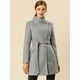 thumbnail image 4 of Abrigo largo Allegra K con cinturón cuello alto Gris Talla S, 4 of 6