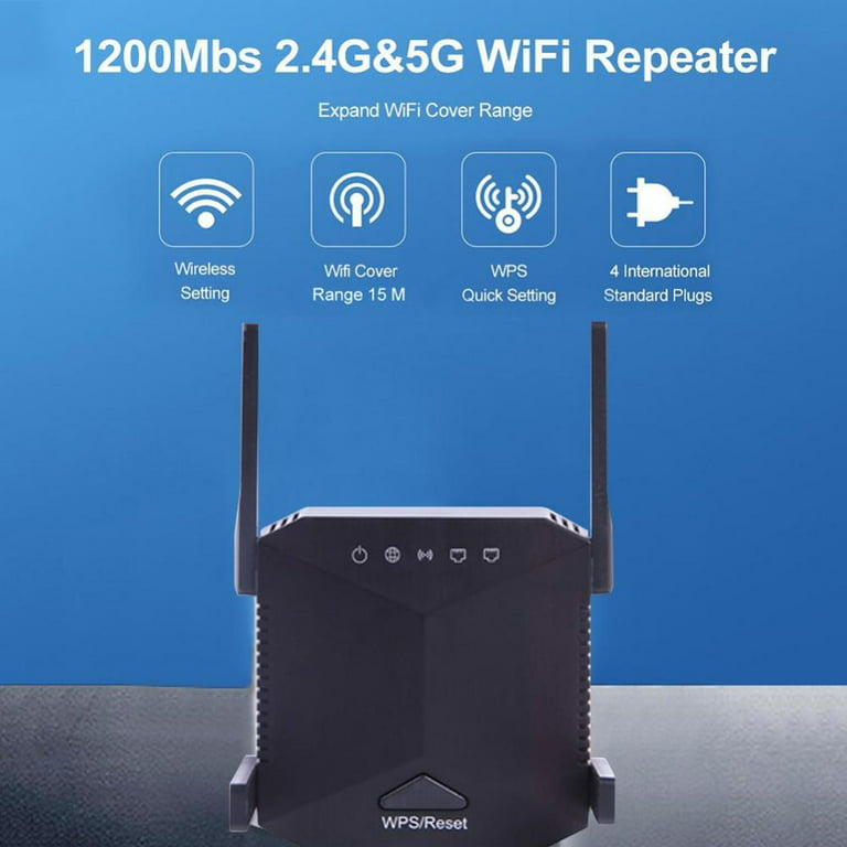 Répéteur WiFi sans fil longue portée, amplificateur Wi-Fi 2.4G/5Ghz, 1200  M, routeur Wifi, Point d'accès