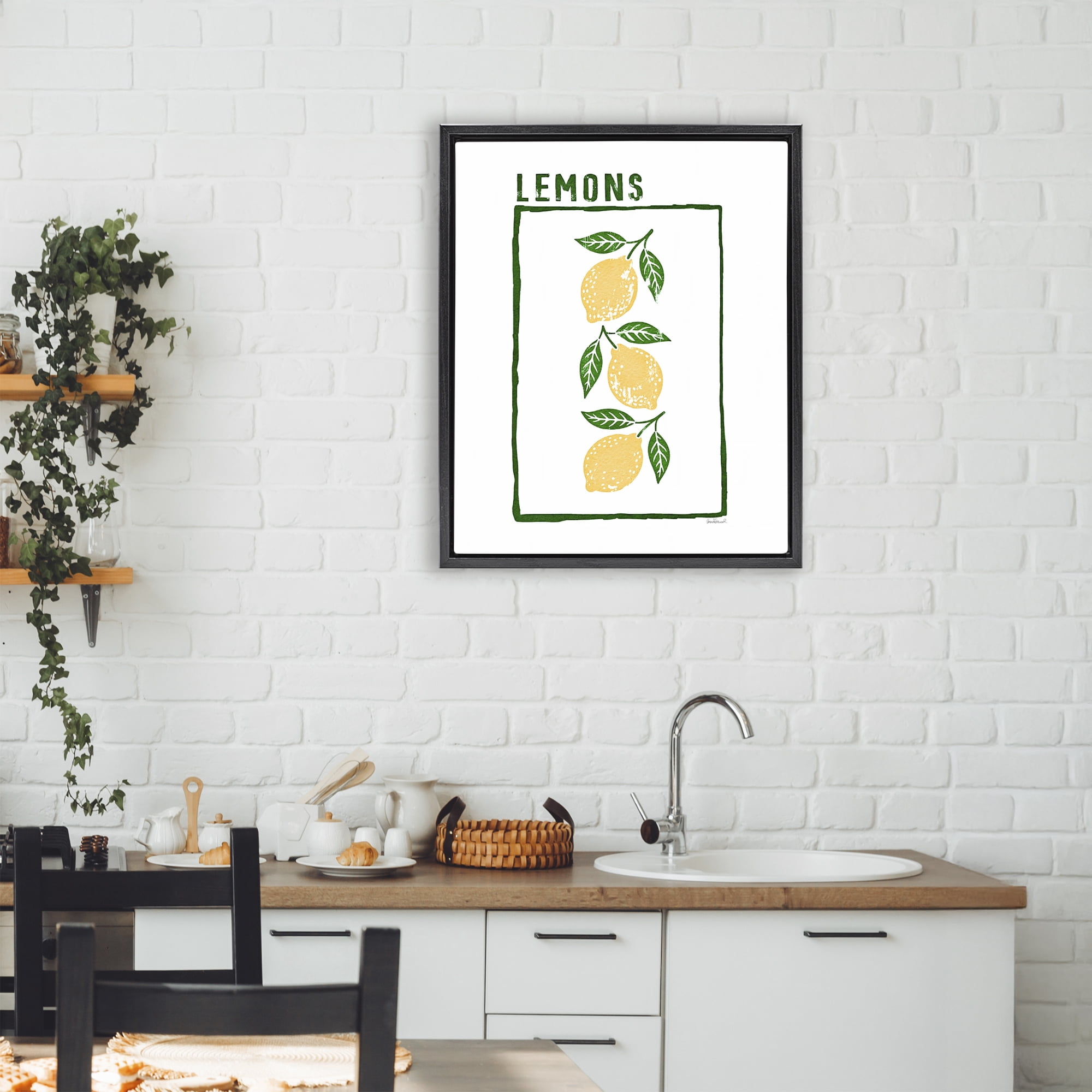 Stupell Industries Tasty Summer Lemons Black Framed Floater Canvas Wall Art, design by Amanda Greenwood