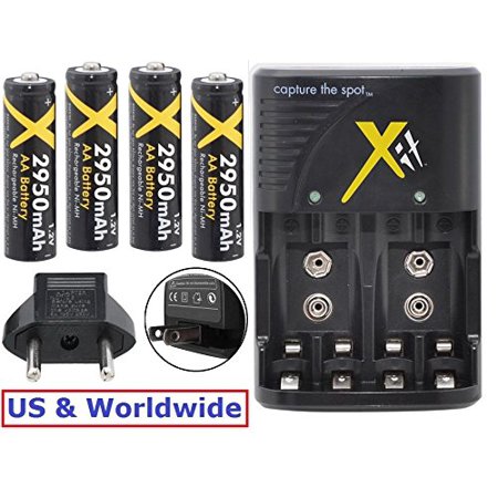 4AA Battery With 110/220V US & Worldwide Quick Travel Charger For Samsung WB110