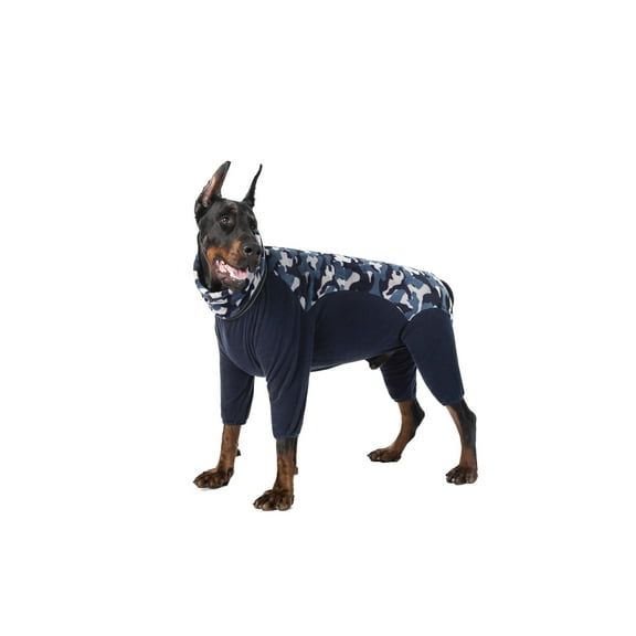 BT Bear Large Dogs Clothes,Thickened Warm Dog Jumpsuit with Zipper D-ring,Dog Recovery Suit,Anti-Shedding Dog Pajamas Pjs,After Surgery Dog Onesie for Small Medium Large Dog Blue Camouflage XS