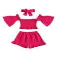 thumbnail image 1 of Hauts à Épaules Dénudées pour Filles Manches Évasées Shorts à Volants Bandeau Nœud Papillon, 1 of 6