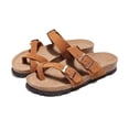 thumbnail image 3 of 2024 New Cross-straps Leather Sandals for Women Men Summer Casual Rome Cork Flat Unisex Flip Flop Slippers, 3 of 5