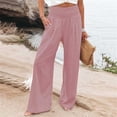 thumbnail image 2 of Summer Pants for Women High Waist Wide Leg Pants Elastic Waist Loose Comfy Casual Pajama Pants Pockets Womens Pants Casual & Wide Leg, 2 of 4