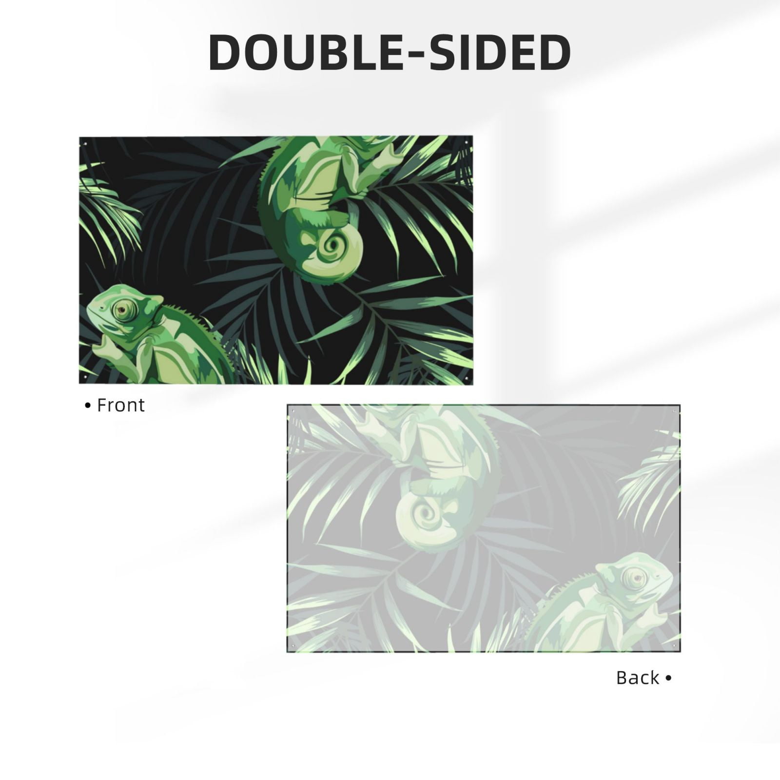 Chameleon Tropical Palm Leaves Four Hole Decorated Banner Flag for Garden Yard Home Decoration Indoor Outdoor 4x6 Ft