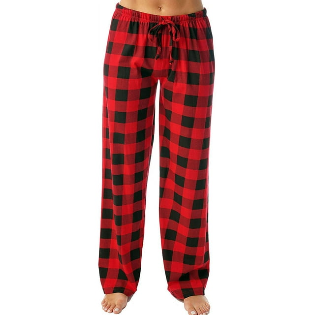 Pantalon de Pyjama à Carreaux pour Femmes en Jersey 100 % Coton Vêtements de Nuit