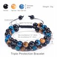 thumbnail image 5 of Pulsera de ojo de tigre natural para hombre, pulsera de obsidiana de 8 mm, pulsera de cuentas ajustable de doble capa (ojo de tigre morado + magnetita negra + pulsera de obsidiana) Rojo Verde, 5 of 5
