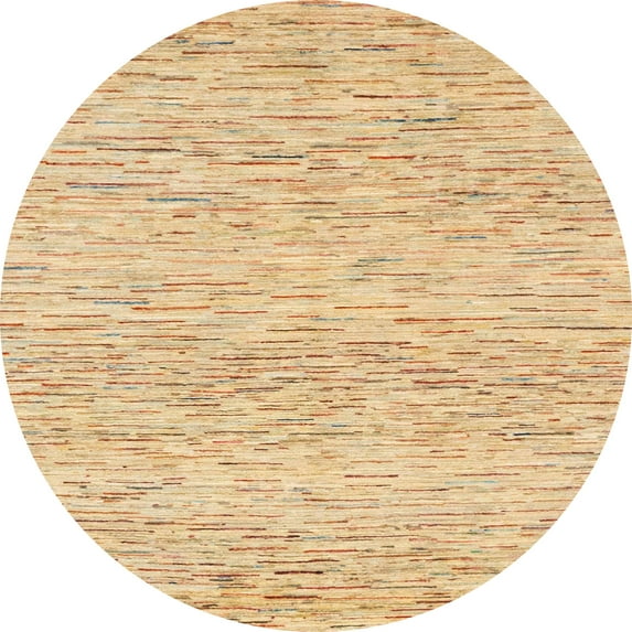 Ahgly Company Machine Washable Indoor Round Abstract Orange Area Rugs, 3' Round