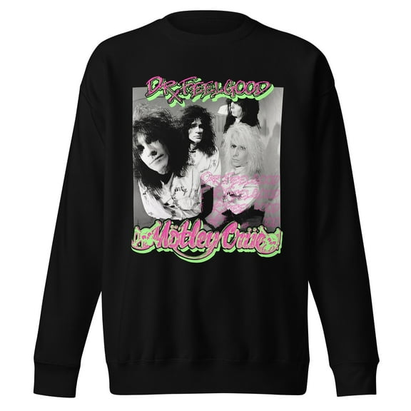 Motley Crue Neon Trip Dr. Feelgood Jumbo Print Unisex Sweatshirt - Black - Small