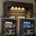 thumbnail image 4 of Home Coffee Bar Cabinet with LED Lights 72" Tall Buffet Cabinet with Storage Farmhouse Kitchen Sideboard Tall Coffee Hutch with Microwave Stand/Wine Rack/Glass Shelf Dining Room, 4 of 9