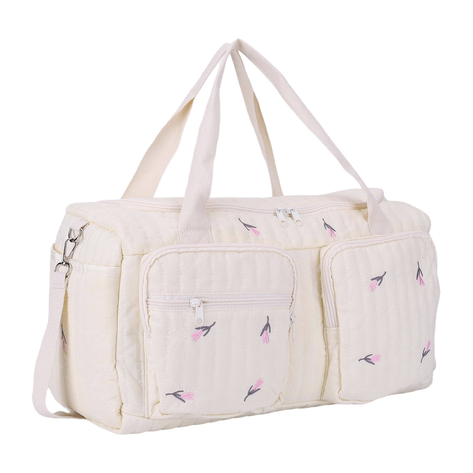 Quilted Baby Diaper Bag Large Cute Duffle Bag For Women (Tulip)