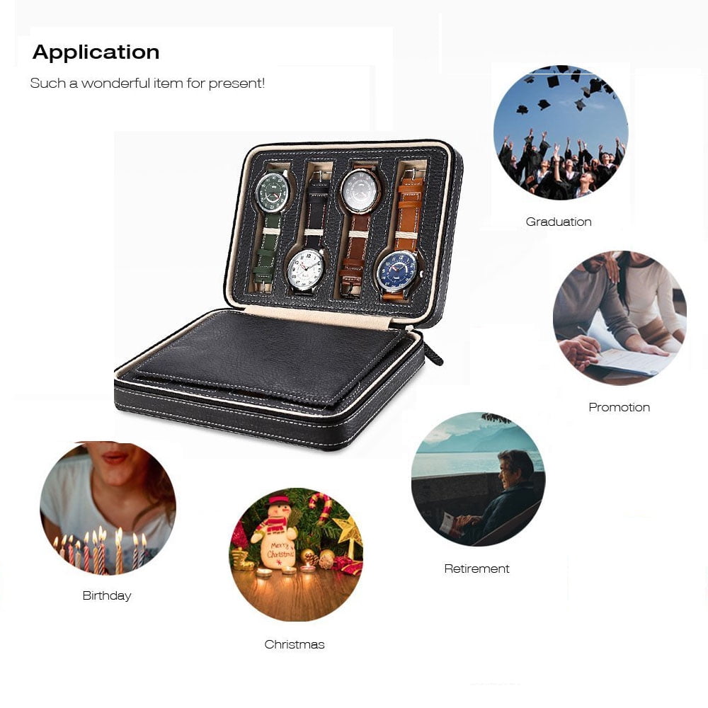 Kepooman Watch Box, 8-Slot PU Leather Case Organizer for Storage and Display Kepooman Watch Box, 8-Slot PU Leather Case Organizer for Storage and Display