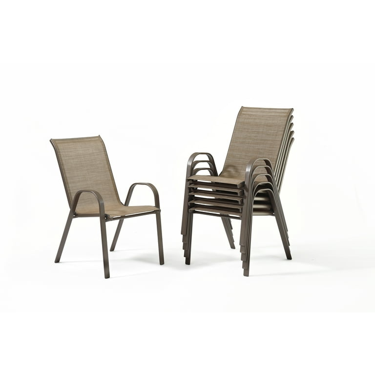 Merakii Stacking Patio Dining Armchairs Set of 6 Wavy Brown