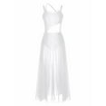 thumbnail image 7 of iiniim Womens Lyrical Asymmetrical Mesh Split Dress Spaghetti Strap Leotard Dress Ballet Dance Costumes, 7 of 7