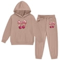thumbnail image 3 of WOYY Tracksuits for Girls Cherry Print Hoodie Jogger Pants Cute Outfits for Kids, Sizes 2-13, 3 of 5