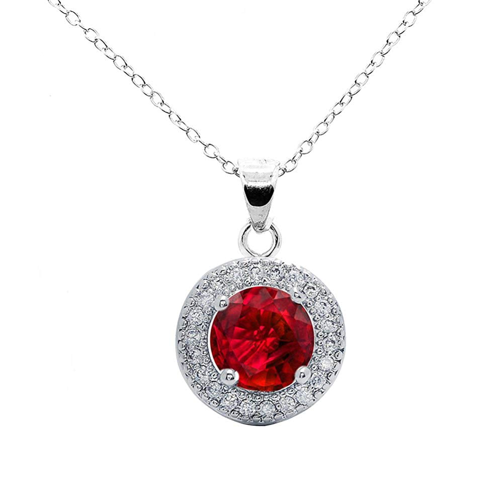 Solitaire Red Crystal Pendant With Necklace Good Quality 